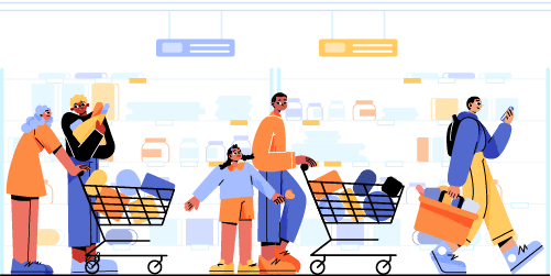 People Shopping In An Aisle